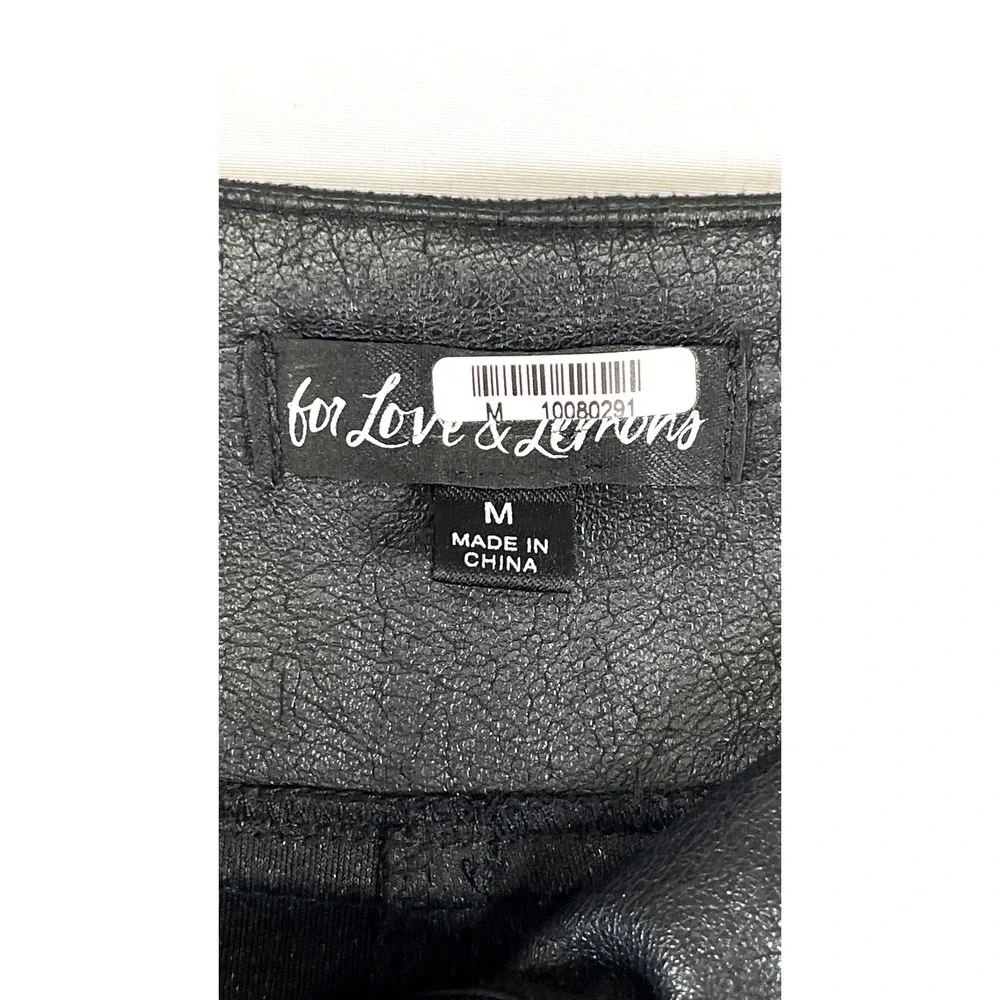For Love & Lemons Faux Leather Tapered Pants M Black Edgy Sleek NO BELT READ*
